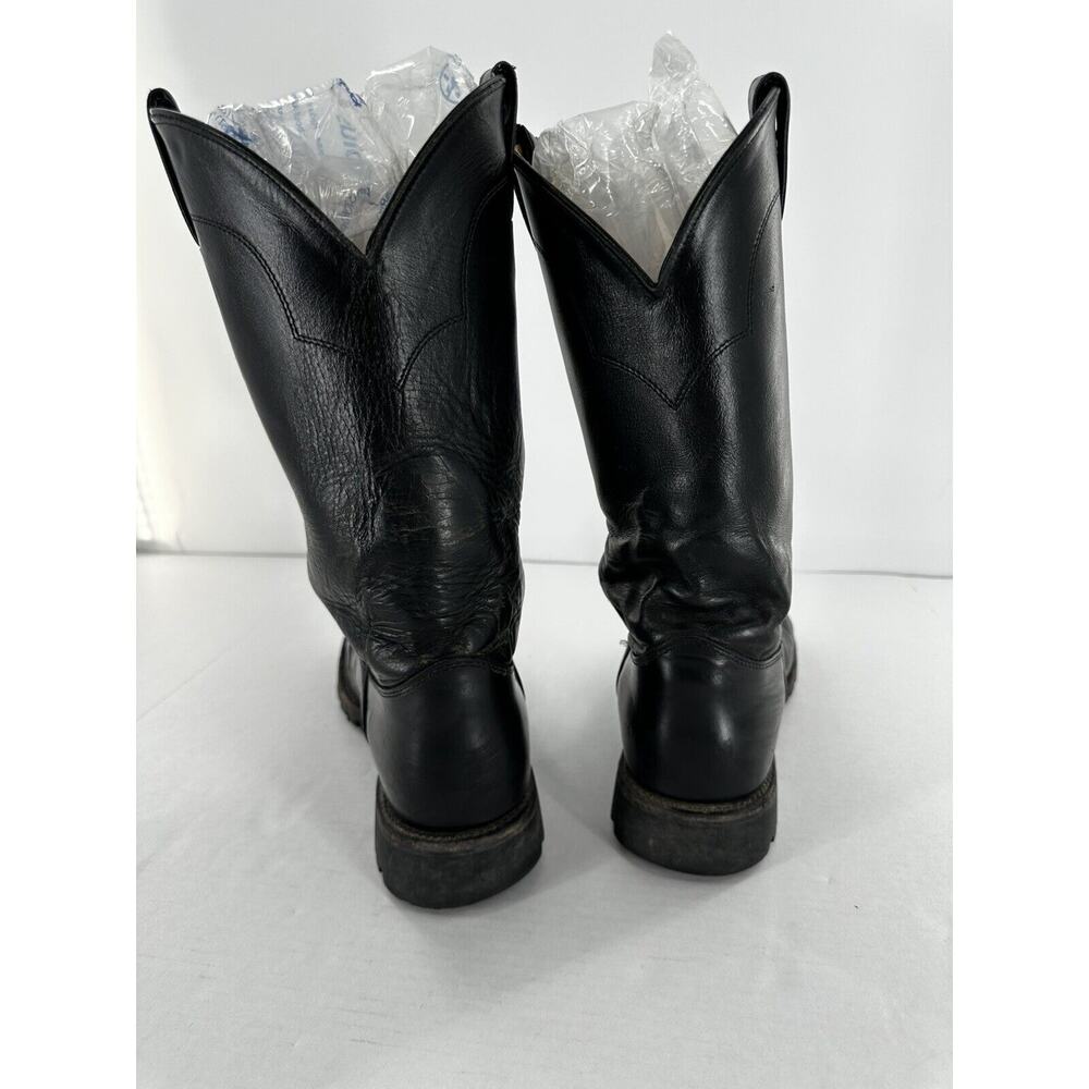 Justin Boots Mens Size 11 D Roper Cowboy Vibram Black Rodeo Work B4267 Leather - Picture 6 of 9
